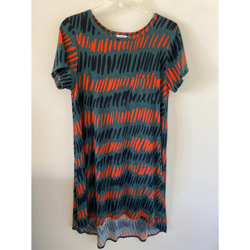 Lularoe Carly Dress Green Red & Black Large EUC